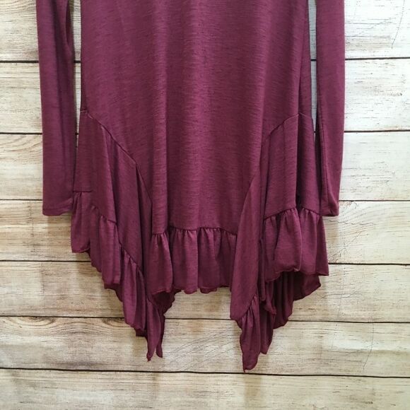 PPLA CLOTHING TUNIC/DRESS WITH HANDKERCHIEF HEM IN WINE - Picture 3 of 6
